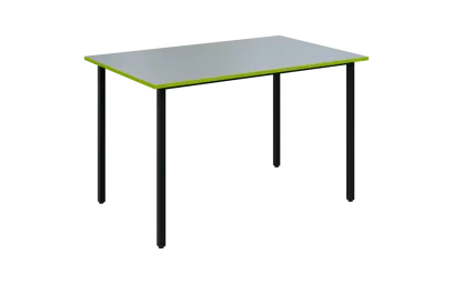 JSB 120N Jídelní stůl 1200 x 800 mm, deska šedá s hranou jarní zeleň / podnož černá